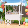 Wooden Dessert Cart with Wheels – Mobile Candy or Party Serving Station with Cabinet Storage