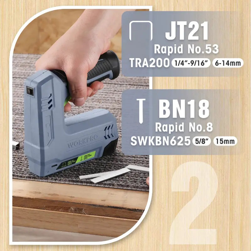 WORKPRO 3.6V Cordless 2-in-1 Staple & Nail Gun – Compact Battery-Powered Fastener Tool