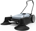 Walk-Behind Floor Sweeper – 5.25-Gallon Manual Push Sweeper with 25.5″ Broom Width, Covers 27,900 sq ft/hr (Grey)