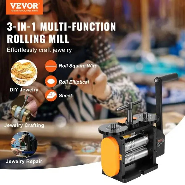 Vevor 3-in-1 Jewelry Rolling Mill – Multi-Function Metalworking Machine, 57 mm Max Rolling Width