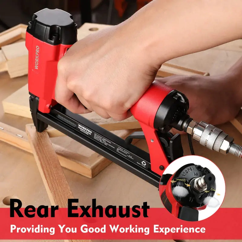 WORKPRO Pneumatic 21/22-Gauge Staple Gun for Upholstery – Includes Staples (1/4″–5/8″)
