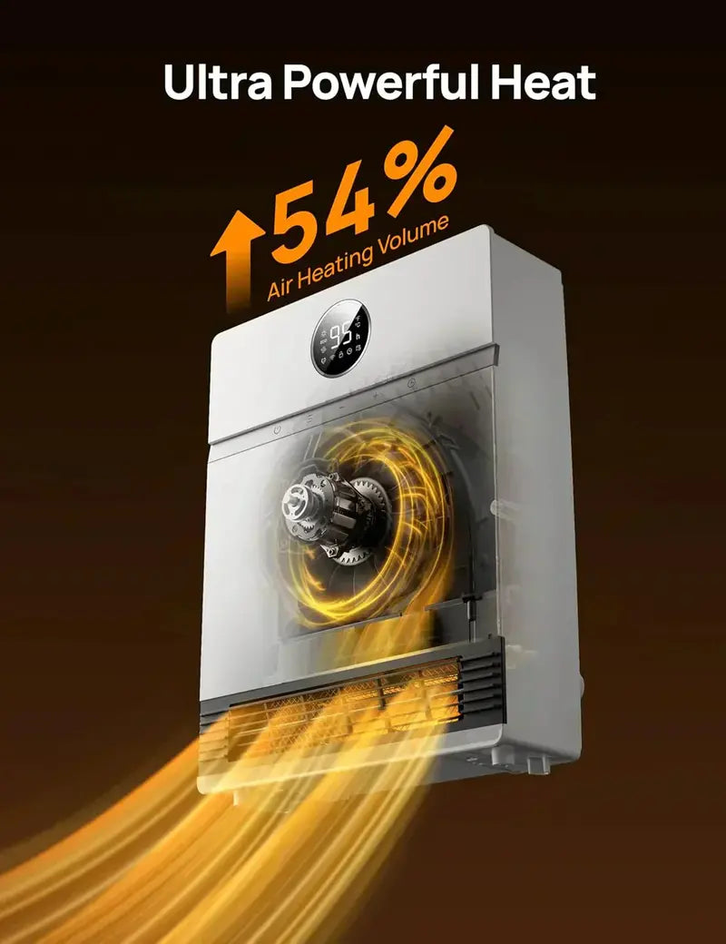 Wall-Mounted Smart Space Heater: Indoor Electric Heater with Adjustable Thermostat & Remote