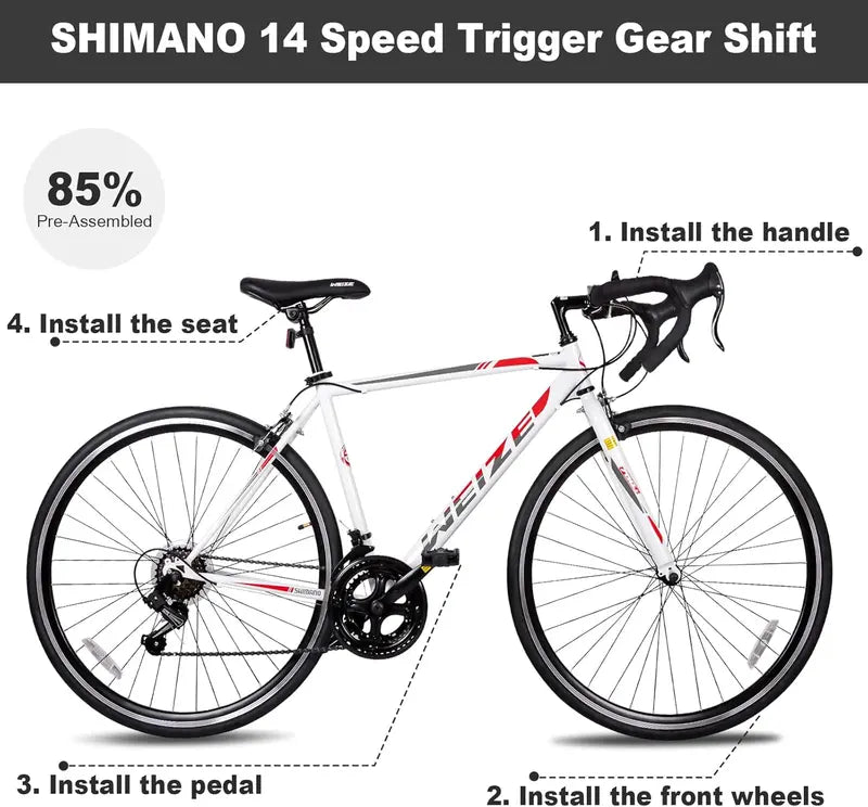 WEIZE 700C Road Commuter Bike – 14-Speed Shimano Drop-Bar Hybrid with Caliper Brakes & High-Carbon Steel Frame