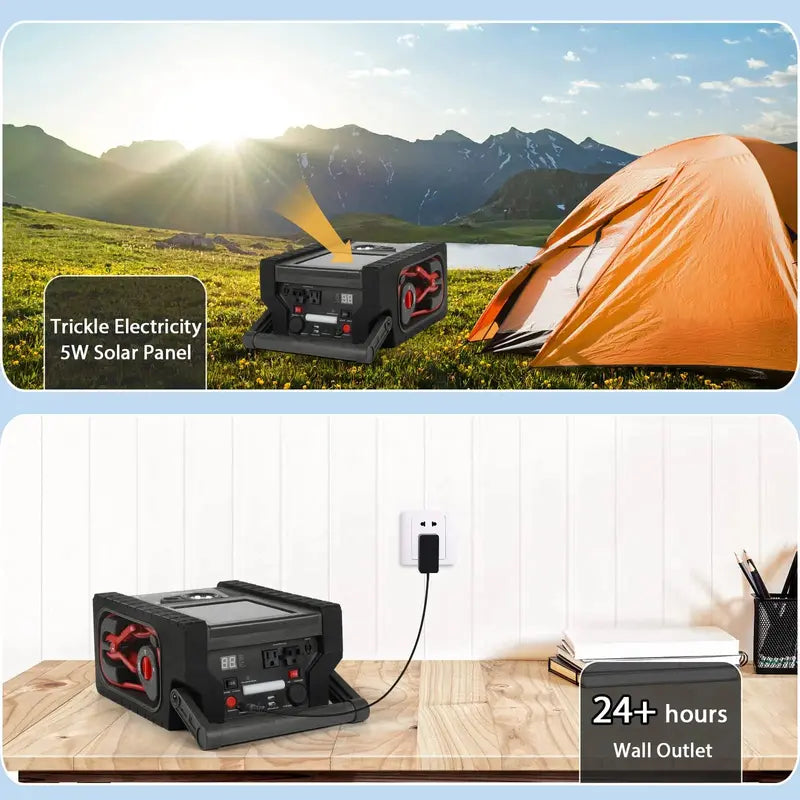 ZD-529 All-in-One Portable Power Station – 400W Inverter, 260 PSI Air Compressor, Jump Starter & 12V Charger with Dual AC/DC/USB Outputs