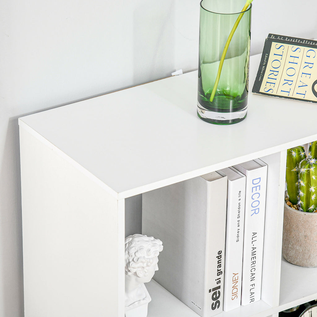 HOMCOM Weißes Bücherregal für Zuhause und Büro, Modernes Bücherregal mit Designregal, 6 Holzfächer, geräumig, Rechteckig, 61,5x29,5x91,5 cm, Weiß
