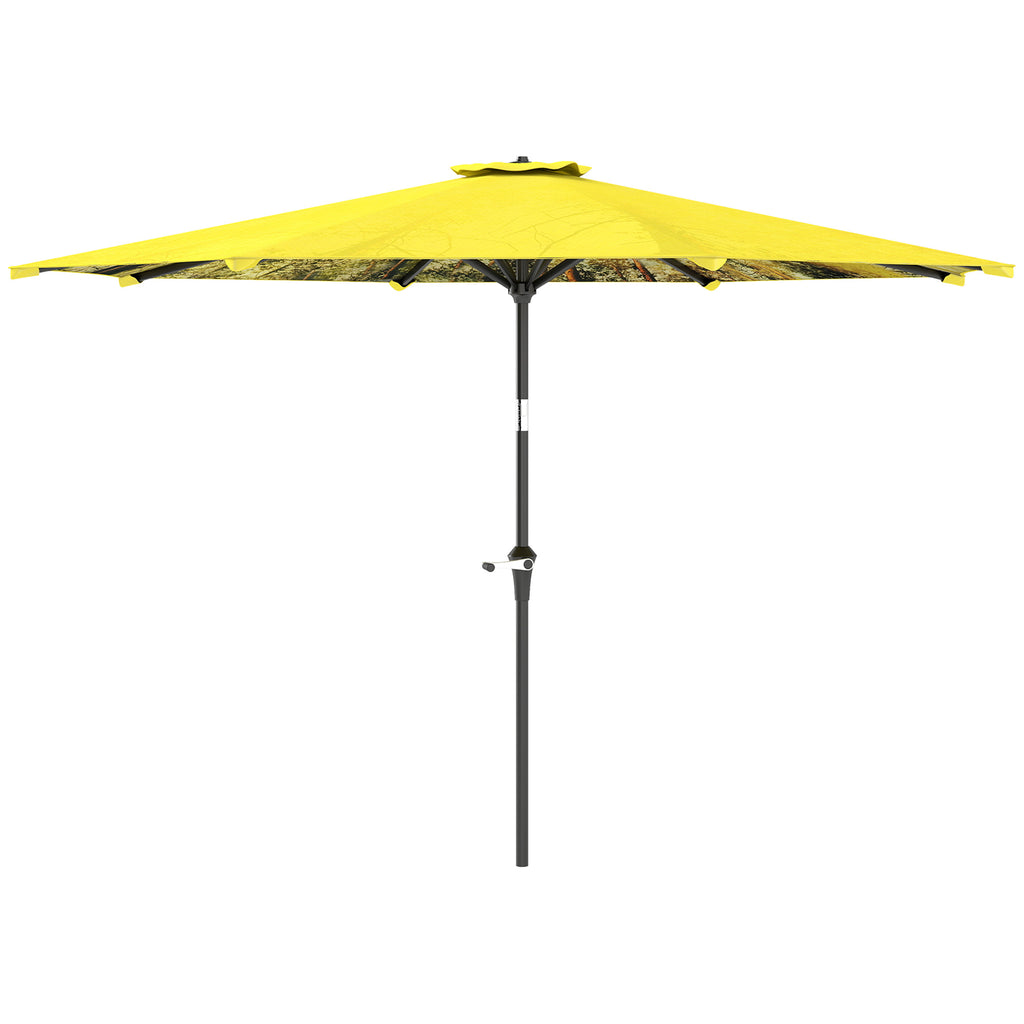 Outsunny Sonnenschirm Ø300 cm, Sonnenschirm mit Handkurbel, achteckig Balkonschirm Gelb