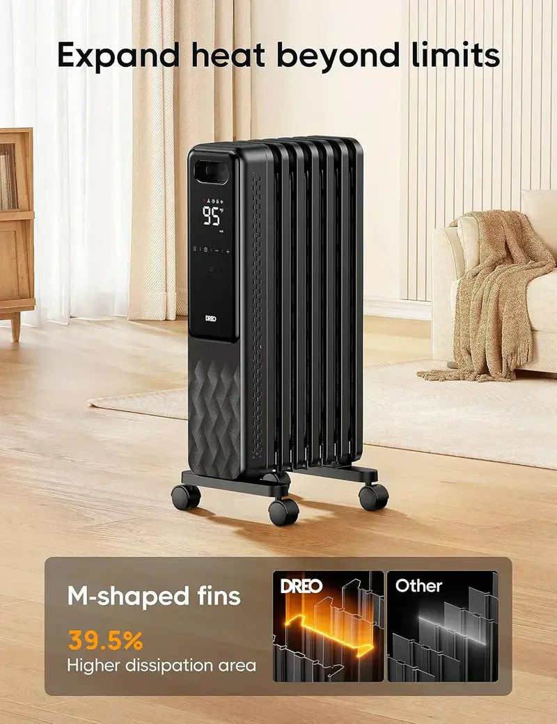 Safety-First Indoor Electric Radiant Heater with Digital Thermostat, Overheat & Tip-Over Protection