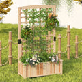 SogesPower Raised Garden Bed with Trellis, Wood Elevated Planter Box with Climbing Trellis, 60″ Tall Freestanding Planter Box for Vine Climbing Plants