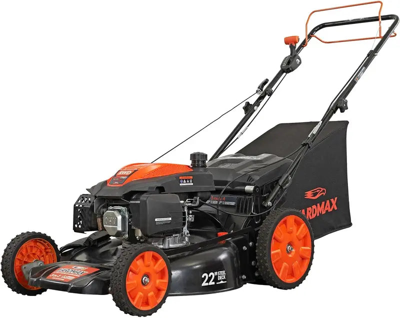 YARDMAX 22-Inch Gas Self-Propelled Lawn Mower – 201cc Engine, 6-Speed CVT, 3-in-1 Function