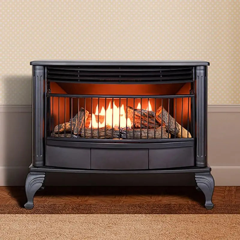 Vent-Free 25,000 BTU Dual-Fuel Fireplace – Freestanding Space-Saving Heater with Thermostat Control