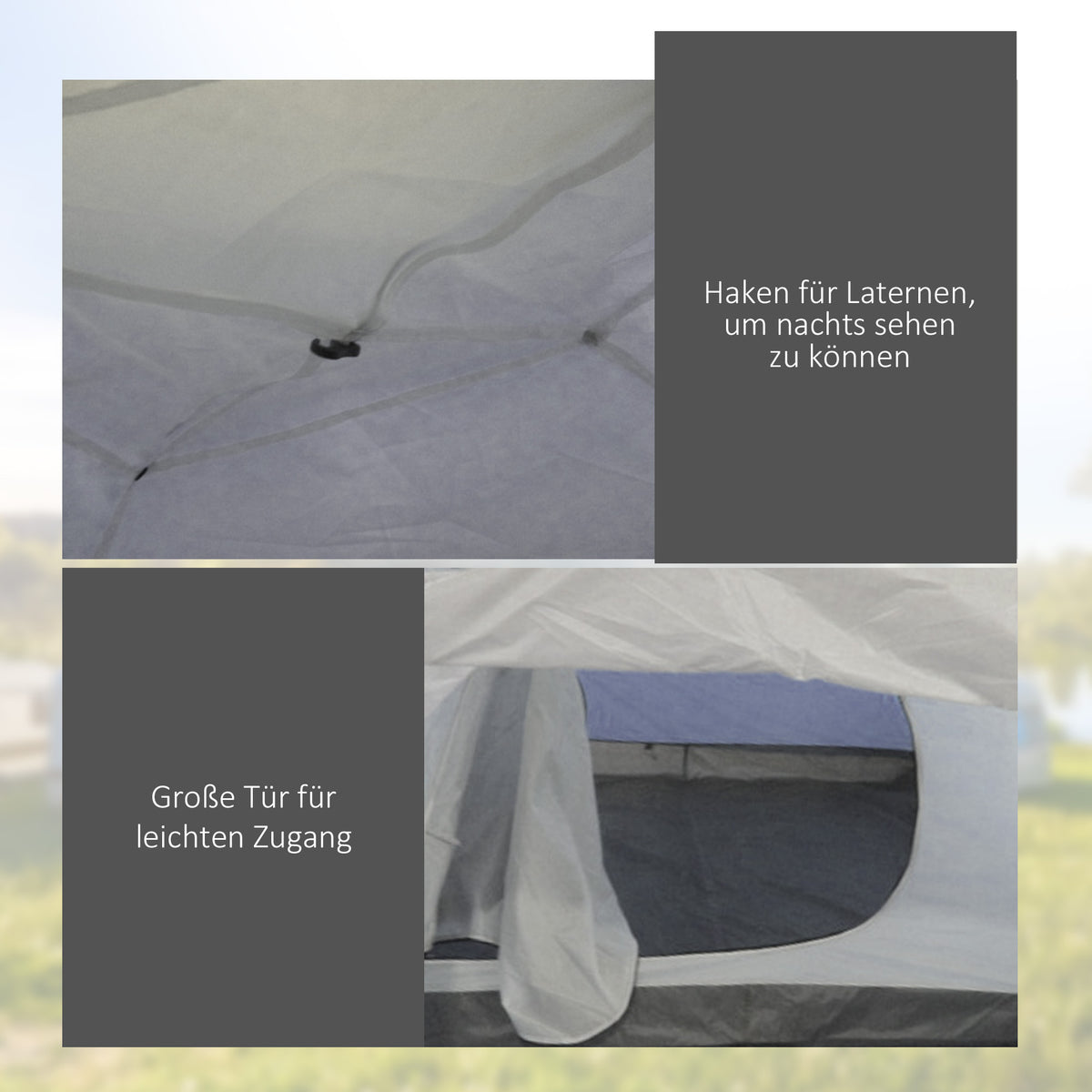 Outsunny Campingzelt für 3-4 Personen, robust, mit Tragetasche, 2 Öffnungen, Zubehör, Blau