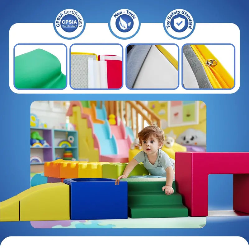 JMPU PU Leather Toddler Climbing Toys – Foam Blocks for Ages 1-3, Soft Indoor Playset, Waterproof & Safe