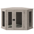 PawHut Hundebox, Hundekäfig, Eckdesign, inkl. Verriegelung, 1 Liegekissen, 104 x 55 x 63 cm, Braun