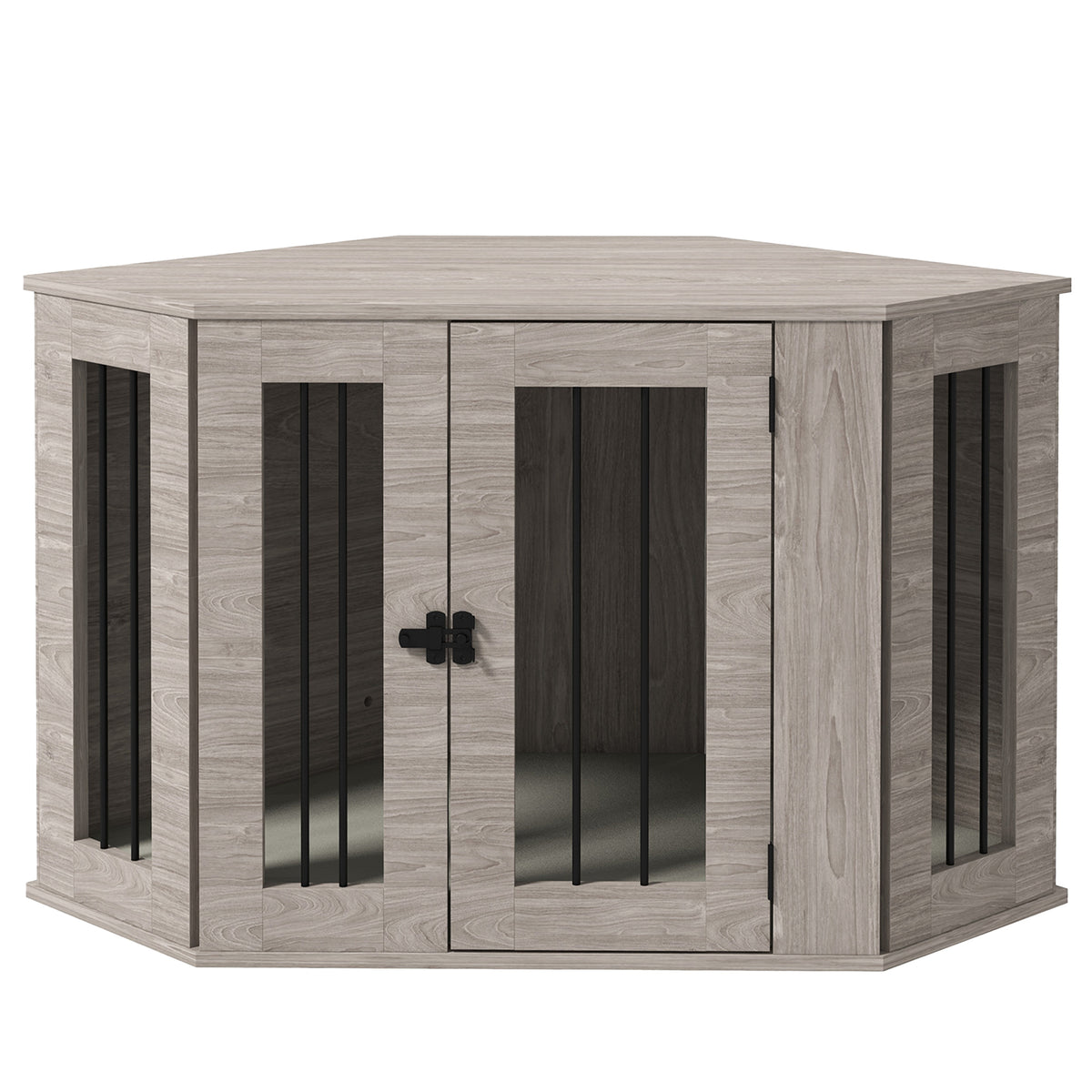 PawHut Hundebox, Hundekäfig, Eckdesign, inkl. Verriegelung, 1 Liegekissen, 104 x 55 x 63 cm, Braun