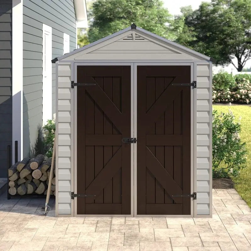 SkyLight 6-Foot Wide by 8-Foot Deep Heavy-Duty Plastic Storage Shed