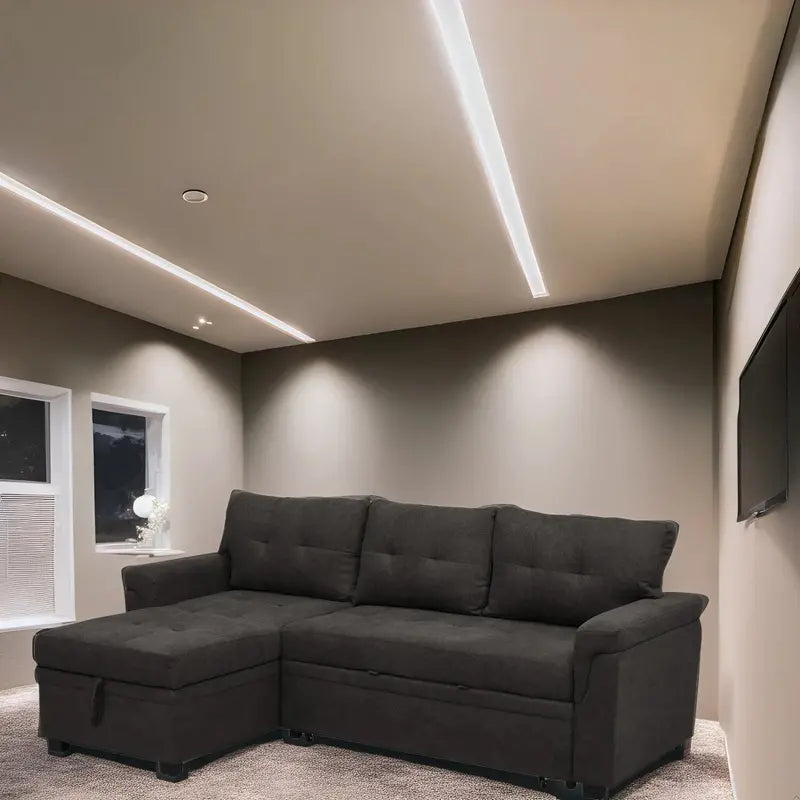 Reversible Sectional Sofa with Sleeper Function, Hidden Storage Chaise, and Reinforced Legs