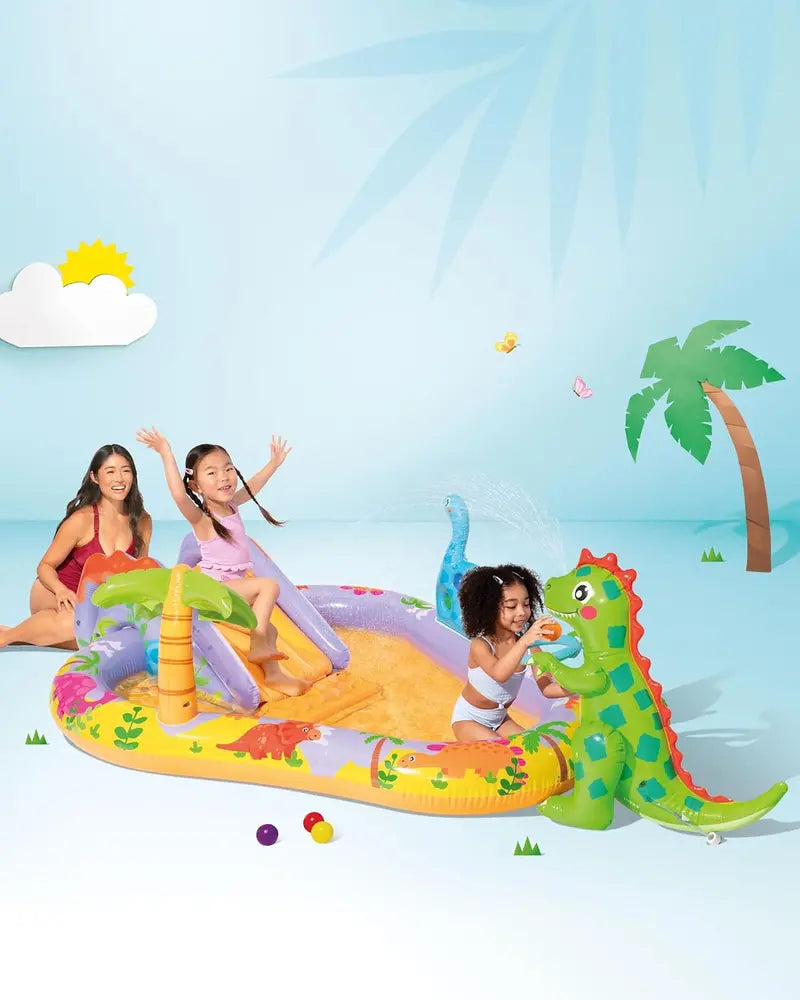 Intex Jungle Adventure Inflatable Play Center – 96″ x 78″ x 28″ Kiddie Splash Pool with Water Slide for Toddlers & Backyard Fun