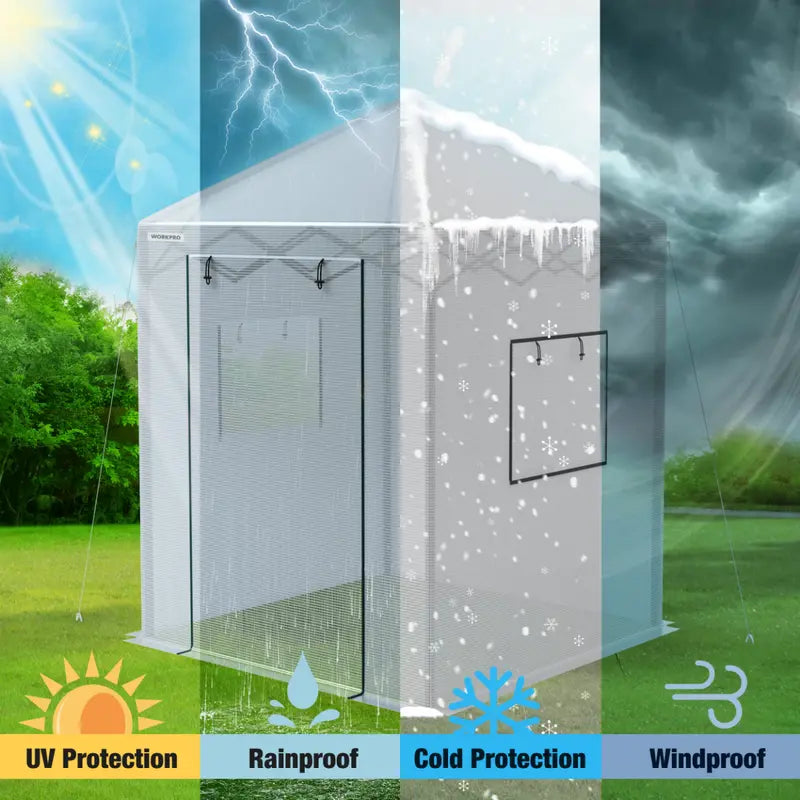 WORKPRO 8′ × 6′ Freestanding Portable Greenhouse – Easy-Assembly Growing Tent