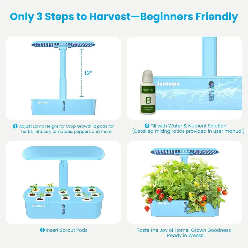 WiFi-Controlled Hydroponic Growing System – 12-Planter Smart Indoor Garden with App Integration