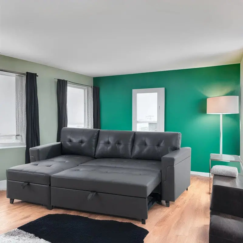 Reversible L-Shaped Sectional – Pull-Out Sleeper, Hidden Chaise Storage & Reinforced Legs