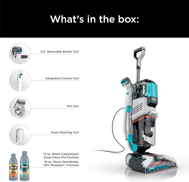 Shark CarpetXpert EX201 Cleaner – Cyan Deep-Cleaning Machine with StainStriker Tech & Pet-Focused Tools