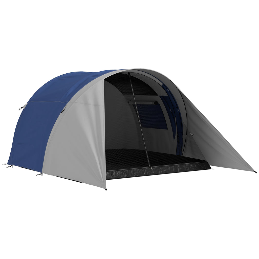 Outsunny Familien-Campingzelt für 3-4 Personen, wasserdicht, leicht, belüftet, einfach aufzubauen, Maße 390L x 315B x 188H cm