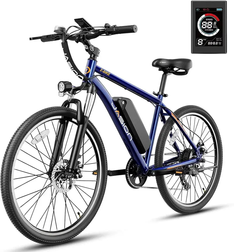 Jasion EB5 Adult Electric Mountain Bike – 40-Mile Peak Range, 20 MPH Commuter E-Bike with All-Terrain Capability