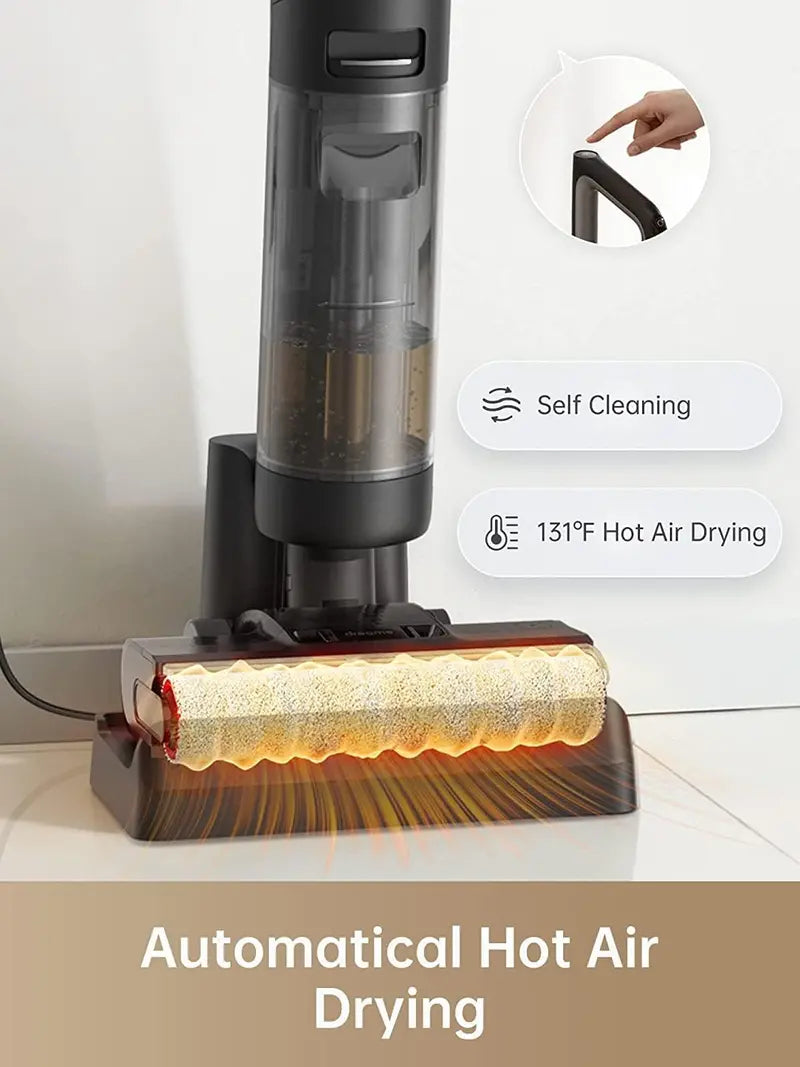 Smart Cordless Vacuum Mop – Wet/Dry Cleaning with Hot Air Drying, Edge-to-Edge Coverage for Hard Surfaces