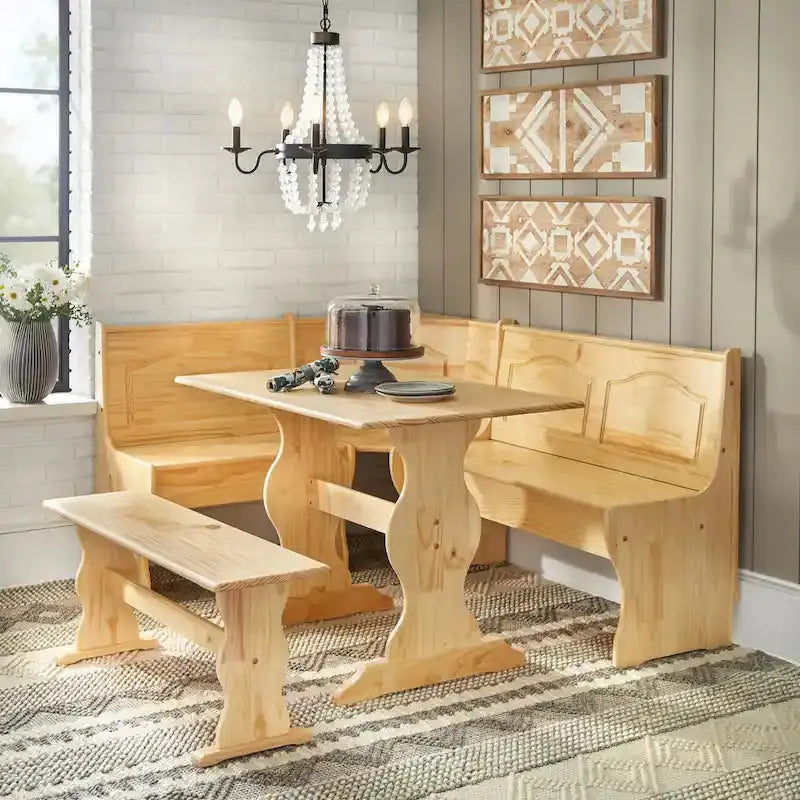 Simple Living Knox Nook 3-Piece Dining Set – Rustic Modern Table and Chairs