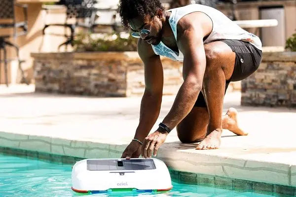 Solar Breeze Ariel Solar-Powered Robotic Pool Skimmer with Obstacle Avoidance, Oversized Filter Tray, and Smart Navigation