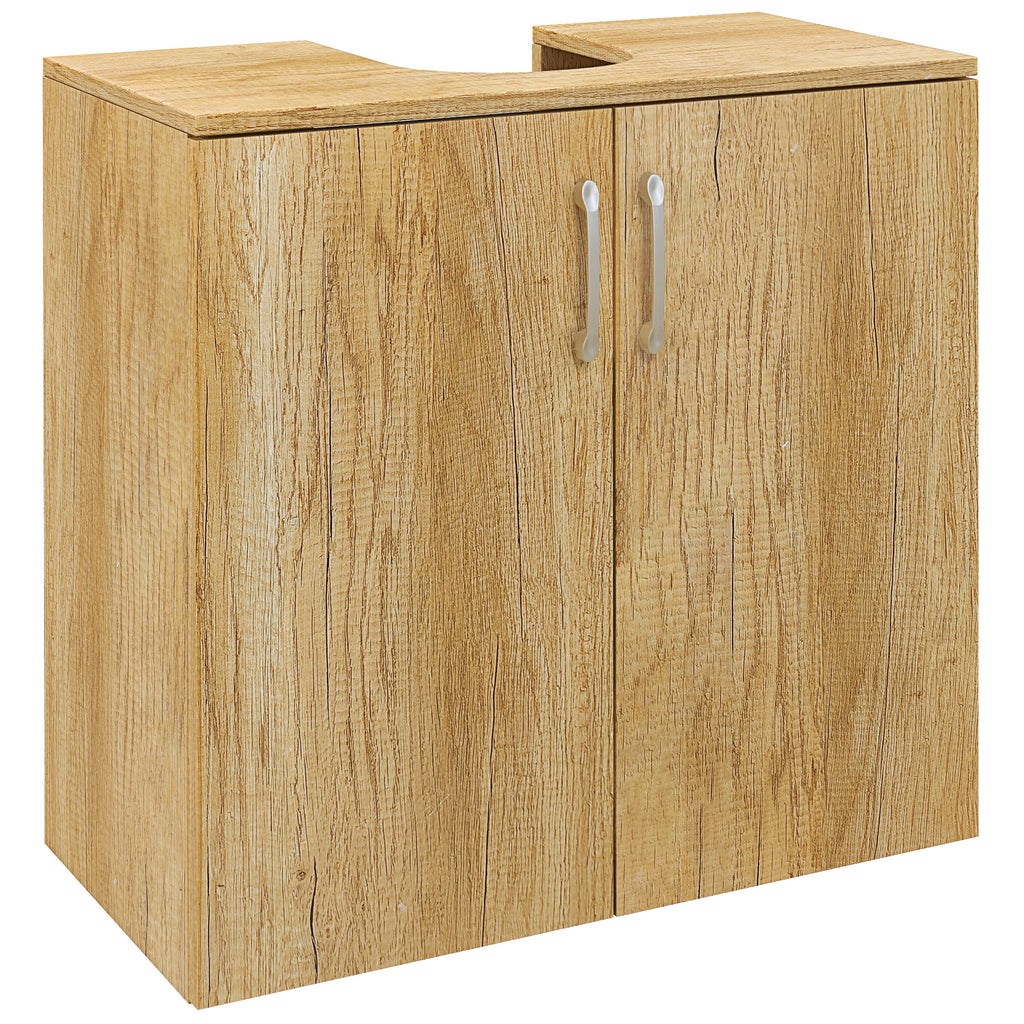 HOMCOM Badezimmer Unterschrank Hängend mit 2 Türen und 2 Regalen aus Holz, Naturfarbe