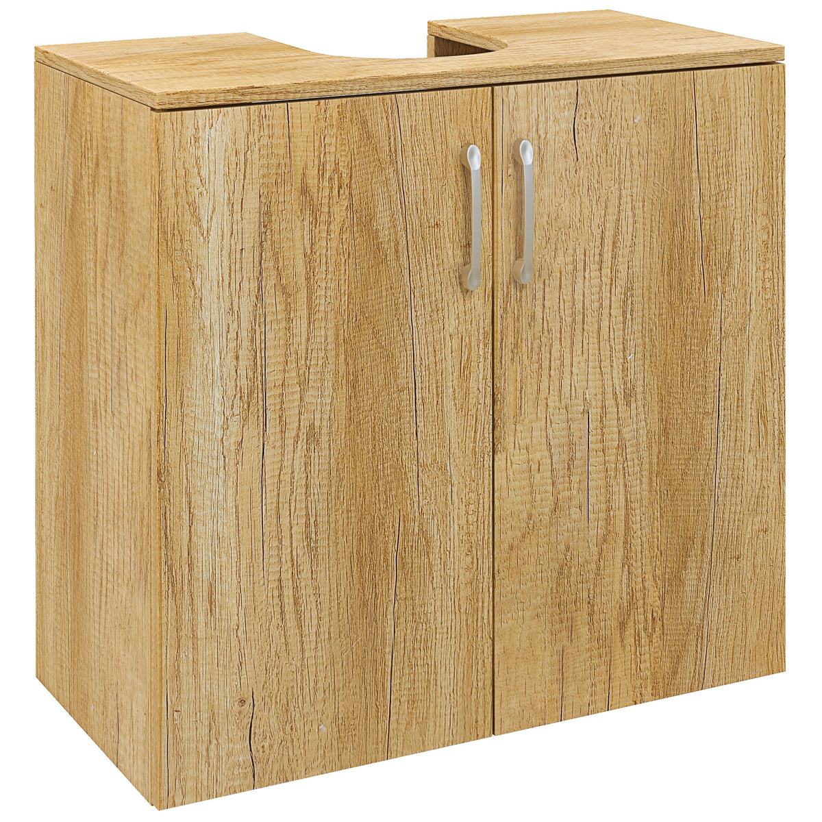 HOMCOM Badezimmer Unterschrank Hängend mit 2 Türen und 2 Regalen aus Holz, Naturfarbe