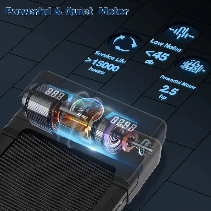 Walking Pad Treadmill – Under-Desk Compact Model with 12% Auto Incline, RGB Display & Bluetooth Speaker