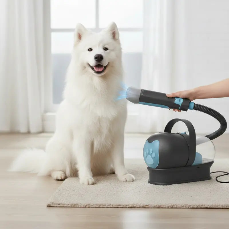 Vacuum-Integrated Pet Grooming System with Clipper, Grinder, and Accessories