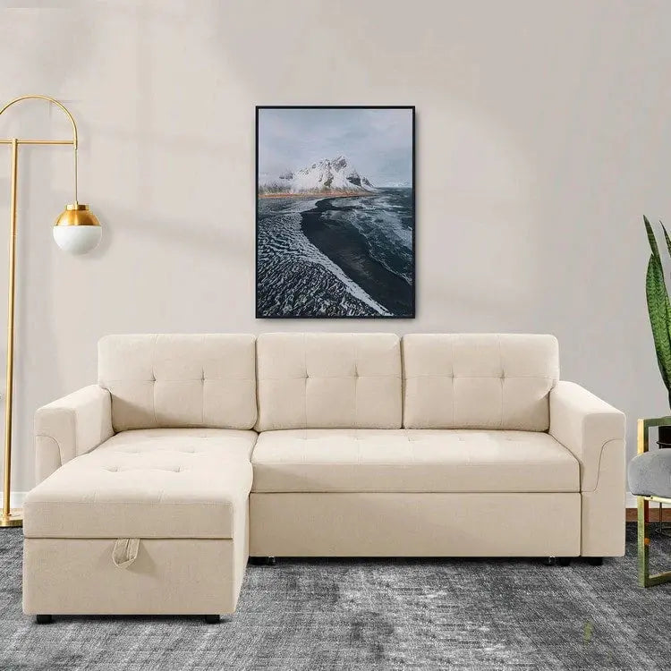 Reversible Sectional Sofa with Sleeper Function, Hidden Storage Chaise, and Reinforced Legs
