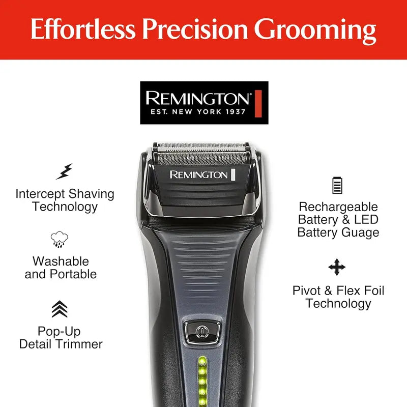 Remington F5 Cordless Rechargeable Foil Shaver for Men with Pivot & Flex Technology, Black