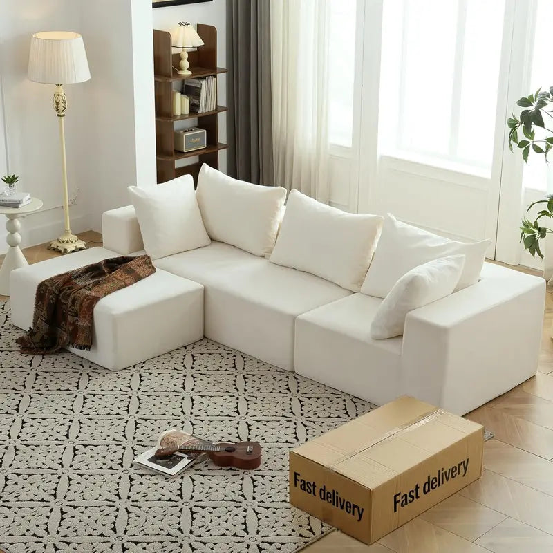 Vamcheer Modular Boneless L-Shaped Sectional — Modern Upholstered Cloud-Like Seating
