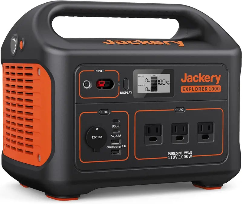 Jackery Explorer 1000 Portable Power Station – 1002Wh, Triple 1000W AC Outlets