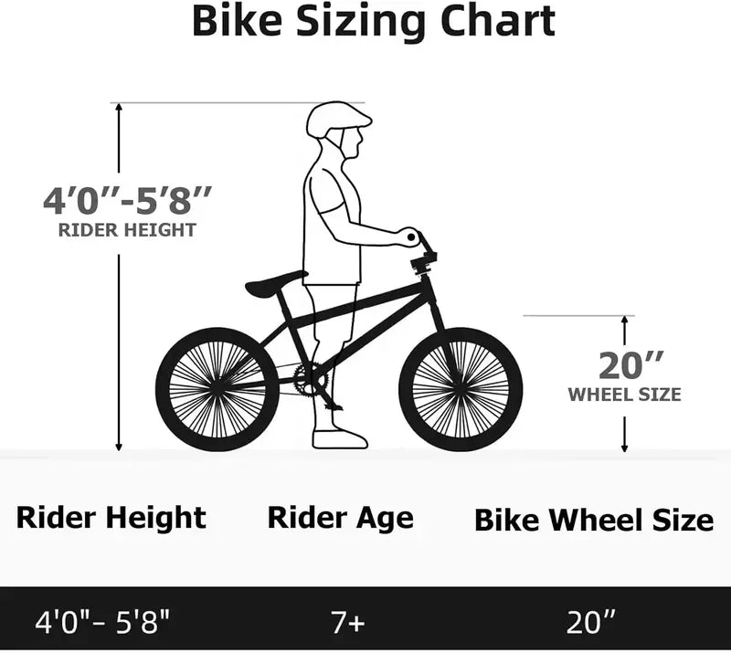 WEIZE 20-Inch BMX Bike – Durable Freestyle Stunt Bicycle for Kids and Adults, All-Terrain Ready