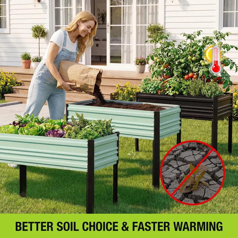 WORKPRO Galvanized Raised Garden Bed – 47.2″ x 23.6″ x 31.5″, 600-LB Elevated Planter with Legs