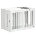 PawHut Hundekäfig mit 2 Türen, Hundebox, verriegelbar, Stahlgitter, 80 cm x 50 cm x 56,5 cm, Weiß + Silber