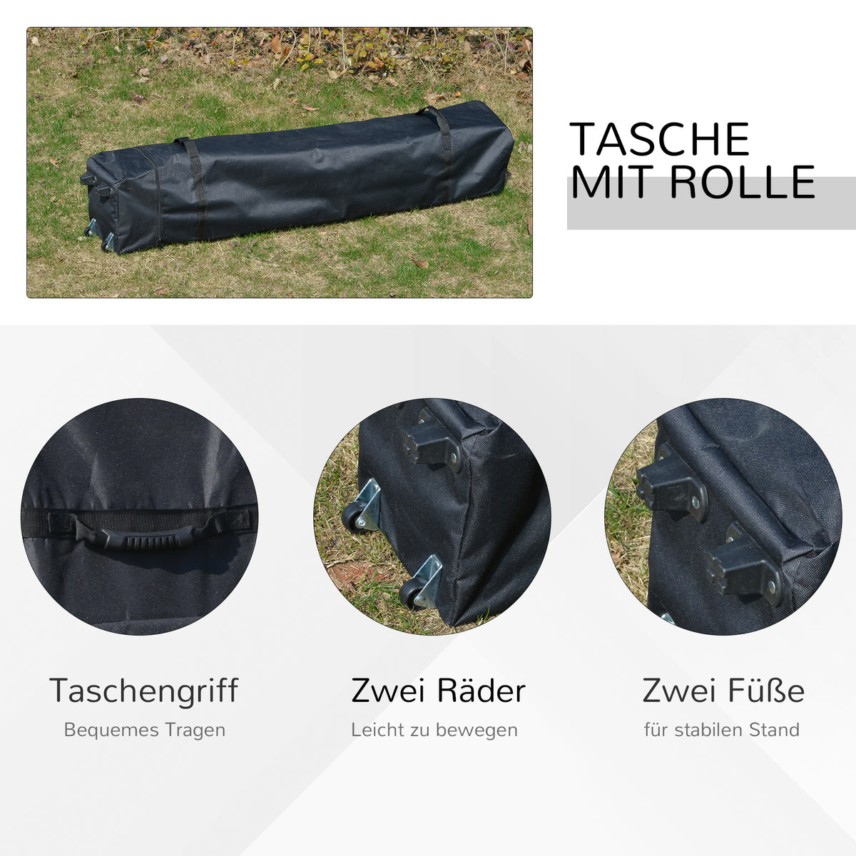 Outsunny Pavillon ca. 3x3m, wasserdicht Stabil Winterfest Pop-up Faltpavillon, UV Schutz, Faltbar Partyzelt, Gartenzelt mit Tasche, Gartenpavillon für Camping Garten, Schwarz