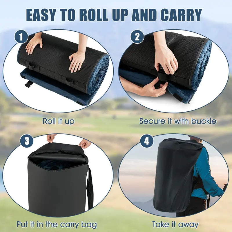 Waterproof Memory Foam Camping Mat – Roll-Up Floor Mattress with Carry Bag for Travel or Outdoors