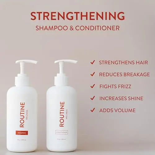 Vegan Biotin Shampoo & Conditioner Set – Clinically Tested Strengthening Formula with Rose Hips Oil, 14 oz ×2