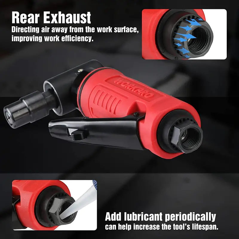 WORKPRO Pneumatic Air Angle Die Grinder – 1/4-Inch Right-Angle Grinding Tool Kit
