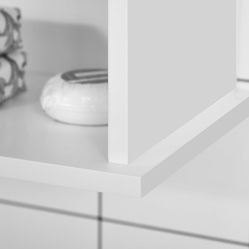 kleankin Wandhängeschrank, Badezimmerschrank mit verstellbarem Regal, Doppeltür und offenes Regal, 60 x 20 x 70 cm, Weiß
