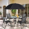 Vongrasig 6-Piece Folding Patio Set – Compact Metal Dining Table & Chairs for Small Outdoor Spaces
