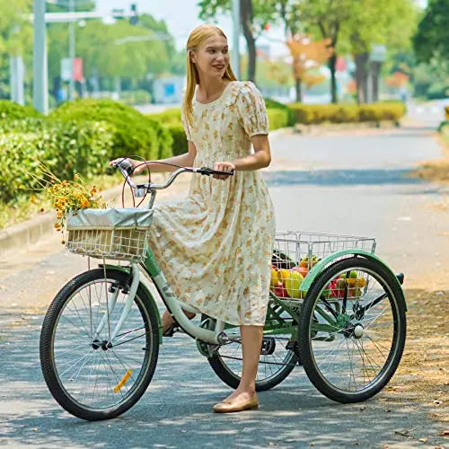 Viribus 7-Speed Adult Tricycle – 24-Inch Wheels, Front Basket, and Comfortable Upright Design