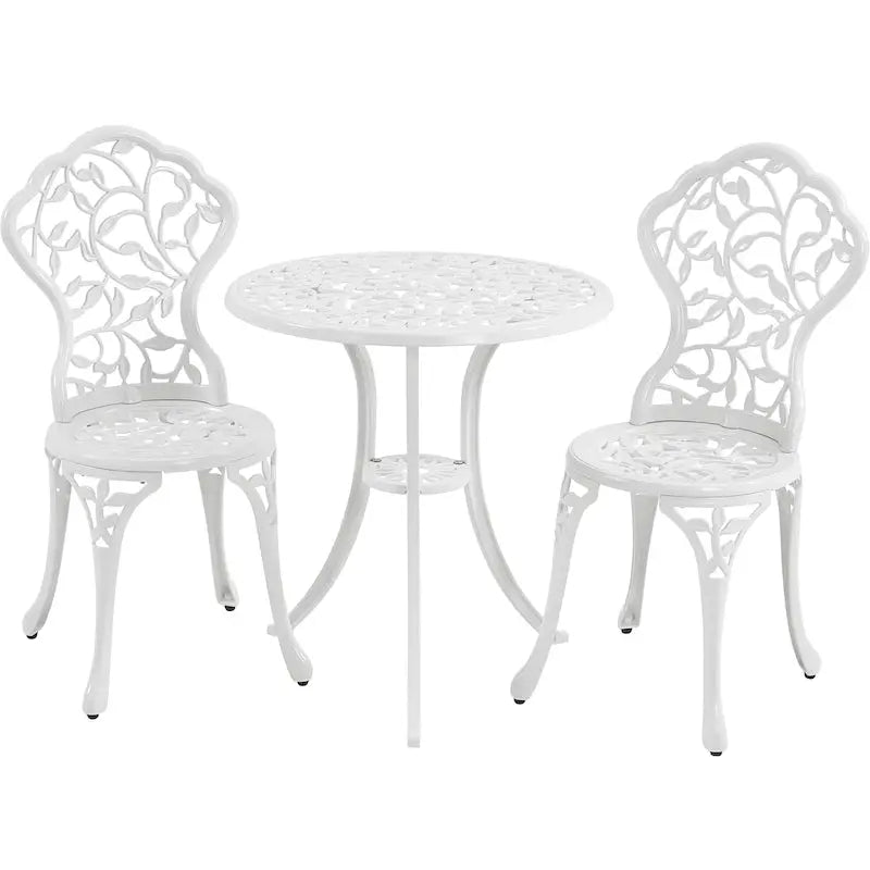 Yaheetech 3-Piece Aluminum Bistro Set – Antique-Finish Patio Chairs + Table