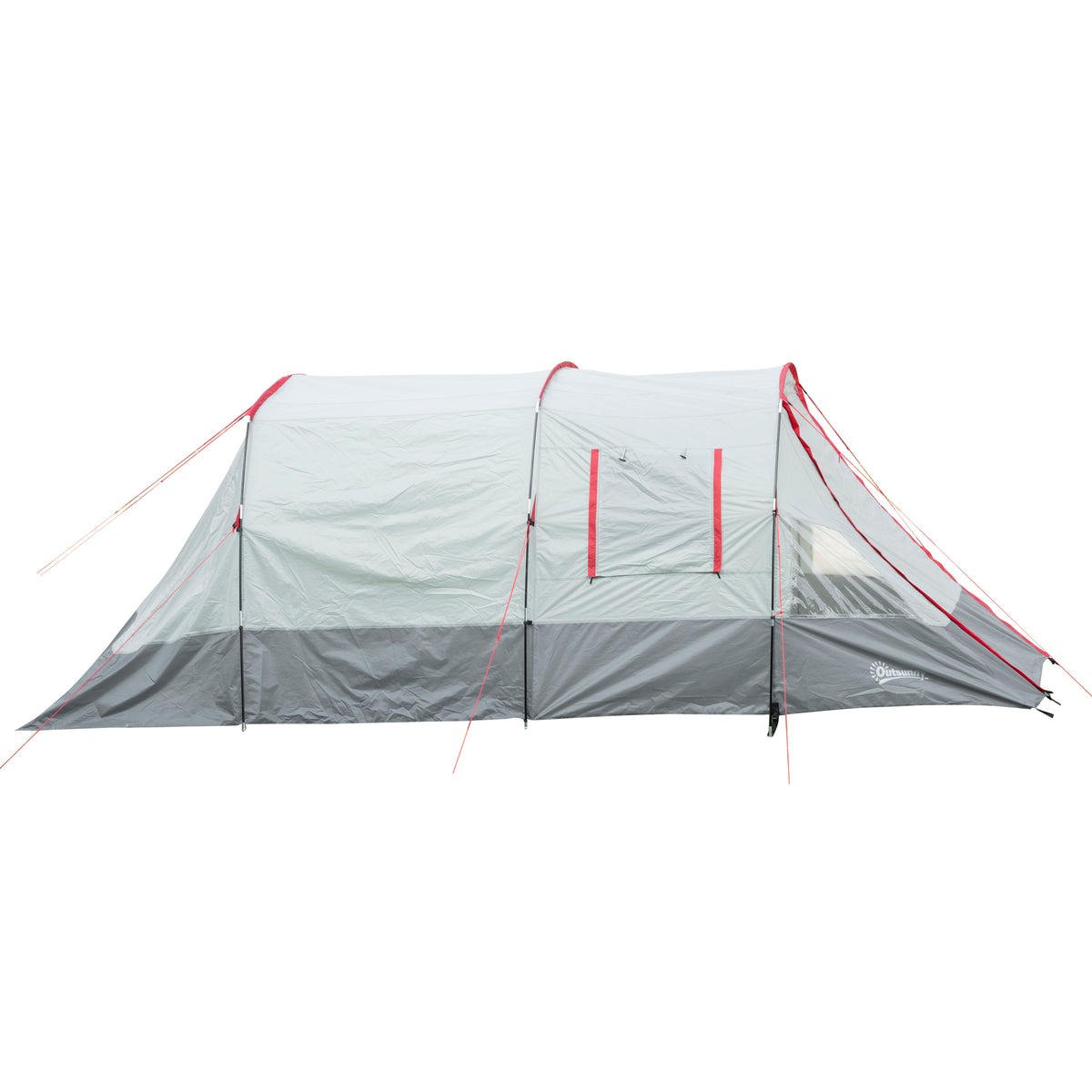 Outsunny Campingzelt, für 6-8 Personen, zwei Räume, Lampenhaken, mit Tragetasche, grau, 5,10x2,40x1,80m